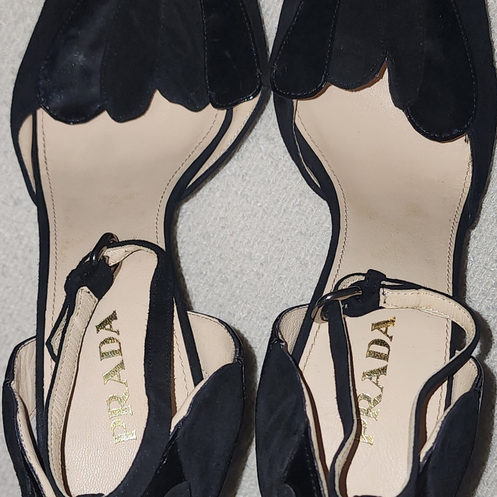 PRADA Camoscio Taffetas Pumps Black Patent / Suede Leather Size 39 Italy - Picture 2 of 13